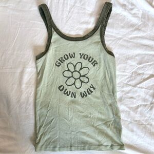 American Eagle Y2K Green Tank Top with Floral Print